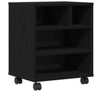 vidaXL Printer Stand Black Oak 41 x 32 x 48 cm Engineered wood, Office Accessory, Rustic Mobile Printer Stand, Engineered Wood Organizer, Functional Work Station, Workspace Storage Solution