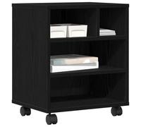 vidaXL Printer Stand Black Oak 41 x 32 x 48 cm Engineered wood, Office Accessory, Rustic Mobile Printer Stand, Engineered Wood Organizer, Functional Work Station, Workspace Storage Solution