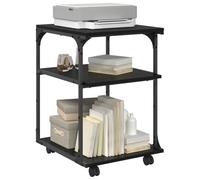 vidaXL Printer Stand Black Oak 43 x 48 x 64 cm Engineered Wood, Office Printer Stand, Multi-Tier Organizer, Storage with Wheels, Efficient Document Holder and Shelf for Workspace