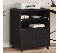 vidaXL Printer Stand with Wheels - Grey Sonoma Black Oak 60x48x74cm - Office/Library Storage Cart with Matte Finish and Ample Space