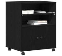 vidaXL Printer Stand with Wheels - Grey Sonoma Black Oak 60x48x74cm - Office/Library Storage Cart with Matte Finish and Ample Space