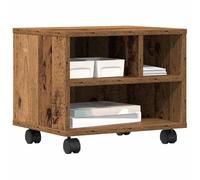 vidaXL Printer Stand Old wood 41 x 32 x 33.5 cm Engineered wood, Rustic, Rectangular Printer Stand with Wheels, Office Organizer for Home, Engineered Wood, Space Saving Solution