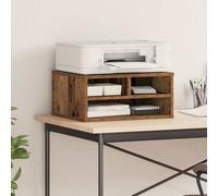 vidaXL - Smoked Oak Printer Stand - 49x40x22.5 cm - Engineered Solid Oak Wood - Office/Home Workspace - Rustic & Sturdy - Ample Storage - Holds Small Printers - 50 kg Capacity - Brown