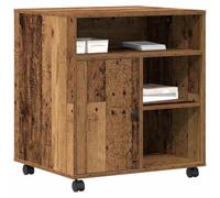 vidaXL printer stand with wheels - sonoma oak finish, 60x50x67 cm sturdy rustic table for home office and workspace organization with ample storage for printing supplies