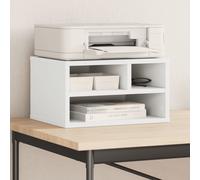 vidaXL White Engineered Wood Printer Stand-Desk Organizer/Multi-Functional Table for Office Supplies, Nightstand, Bookshelf-40x32x22.5cm