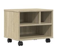 vidaXL Printer Stand with Wheels - 41x32x34.5 cm Sonoma Oak Engineered Wood, Mobile Side Table/Nightstand, Home/Office Storage with Lockable Castors