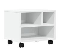 vidaXL White Printer Stand with Wheels - Multifunctional Office Organiser/Side Table, Engineered Wood, 41x32x34.5 cm - Lockable Castors for Stability