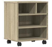 vidaXL Printer Stand with Wheels in Sonoma Oak - Engineered Wood Mobile Office Cart, 41x32x48 cm, Multifunctional with Lockable Casters