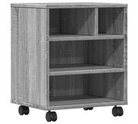 vidaXL Printer Stand with Wheels - Grey Sonoma Engineered Wood Mobile Cart with Storage 41x32x48 cm