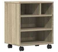 vidaXL Printer Stand with Wheels in Sonoma Oak - Engineered Wood Mobile Office Cart, 41x32x48 cm, Multifunctional with Lockable Casters