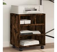 vidaXL Printer Stand with Wheels Smoked Oak 41x32x48 cm
