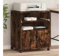 vidaXL Printer Stand with Wheels Smoked Oak 60x48x74 cm