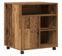 vidaXL printer stand with wheels - sonoma oak finish, 60x50x67 cm sturdy rustic table for home office and workspace organization with ample storage for printing supplies