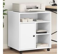 Printer Stand with Wheels Office Table Desk Organiser White vidaXL