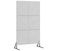 vidaXL Privacy Screen 100 x 50 x 180 cm Galvanised Steel Silver | Tough galvanized steel construction means it’ll last ages, The chevron pattern looks cool and modern, perfect for any garden,
