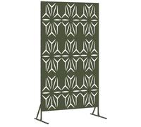 vidaXL Privacy Screen 100 x 50 x 180 cm Steel Olive Green | Durable metal construction that lasts a long time, Elegant petal pattern, perfect for contemporary gardens