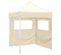 vidaXL Professional Folding Party Tent with 2 Sidewalls 2x2 m Steel Cream