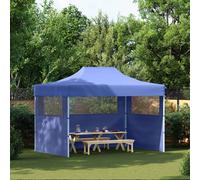 vidaXL Professional Folding Party Tent with 3 Sidewalls 3x4 m Steel Blue