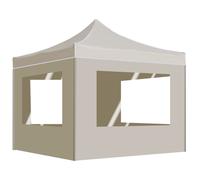 Folding Party Tent 2x2x3.15m Cream Oxford PVC Canopy Aluminium Easy Walls