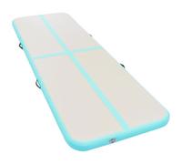 vidaXL Professional Inflatable Gymnastics Mat with Pump, Durable High-Density PVC, Indoor/Outdoor Use, Versatile, Anti-skid, Waterproof, Grey and Green, 300x100x10cm