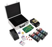 vidaXL Poker Chip Set, Poker Set, 300 pcs in Aluminium Case with 4 g Heavyweight Poker Chips, 2 Decks of Playing Cards, Card Shoe Card Shuffler