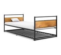 vidaXL Pull-out Bed Frame without Mattress Black Metal 90x200 cm