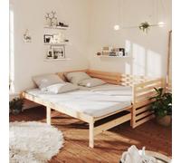 vidaXL Solid Pinewood Pull-out Day Bed 2x(90x200) cm Wooden Sleepover Sofa Bed