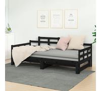 Vidaxl Pull-Out Day Bed Without Mattress Black 2X(90X200) Cm