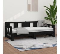 vidaXL Pull-out Day Bed without Mattress Black Solid Wood Pine 2x cm