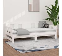 vidaXL Pull-out Day Bed White Solid Wood Pine 2x(80x200) cm 03 UK HOT