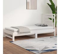 Day Bed Pull-Out Solid Pinewood White 2x90x190 cm Slatted Guest Sofa Bed Compact [EEK: D]