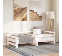 Vidaxl Pull-out Day Bed White Solid Pinewood 2X, White