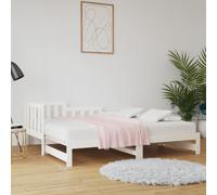 vidaXL Pull-out Day Bed White 2x(90x200) cm Solid Wood Pine (820742), White