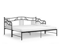 vidaXL Pull-out Sofa Bed Frame Black Metal for Day Sleeping Sleepover Guest
