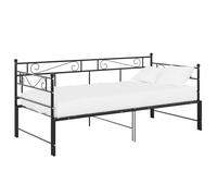 vidaXL Pull-out Sofa Bed Frame Black Metal 90X200 Cm, Black