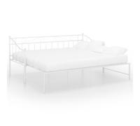 vidaXL Pull-out Sofa Bed Frame White Metal for Day Sleeping Guest Sleepover