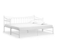 vidaXL Pull-out Sofa Bed Frame White Metal for Day Sleeping Guest Sleepover