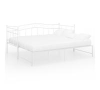 vidaXL Pull-out Sofa Bed Frame White Metal Living Room Occasional Sleepover