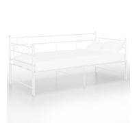 vidaXL Pull-out Sofa Bed Frame White Metal Sleepover Occasional Guest Resting