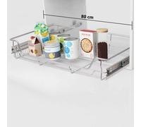 vidaXL Pull-Out Wire Baskets - Kitchen Base Larder Units Storage Organiser - Durable Polished Chrome-Plated Steel - Easy to Clean - 800 mm, Silver