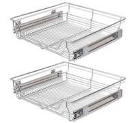 vidaXL Pull-Out Wire Baskets - Multipurpose Silver 600mm Kitchen Utensil Holder Rack Unit - Chrome-Plated Steel Wire - Easy Install & Clean