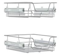 vidaXL Pull-Out Wire Baskets Storage Baskets Sliding Baskets 2 pcs Silver