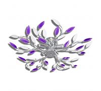 vidaXL Purple&White Ceiling Lamp Acrylic Crystal Leaf Arms for 5 E14 Bulbs
