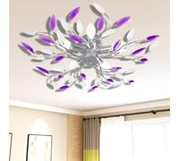 vidaXL Ceiling Lamp Purple&White Acrylic Crystal Leaf Arms 5xE14 Bulbs Light