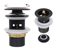 vidaXL Push Drain with Overflow Function Black Wash Basin Tap Pop-up Valve