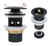 vidaXL Push Drain with Overflow Function Black Wash Basin Tap Pop-up Valve