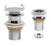 vidaXL Push Drain with Overflow Function Chrome Wash Basin Tap Pop-up Valve