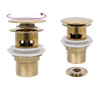 vidaXL Push Drain with Overflow Function Gold Wash Basin Tap Pop-up Valve