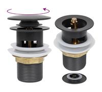 vidaXL Push Drain with Overflow Function Grey Wash Basin Tap Pop-up Valve