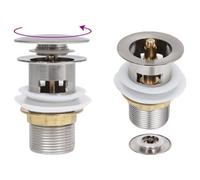Vidaxl Push Drain With Overflow Function Silver 6.4X6.4X9.1 Cm